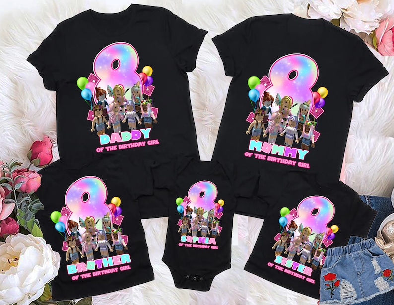 Personalized Girls Roblox Birthday girl Shirt, Custom Roblox Shirt, Custom Roblox Game gift, Glitter Roblox Shirt, game birthday shirt