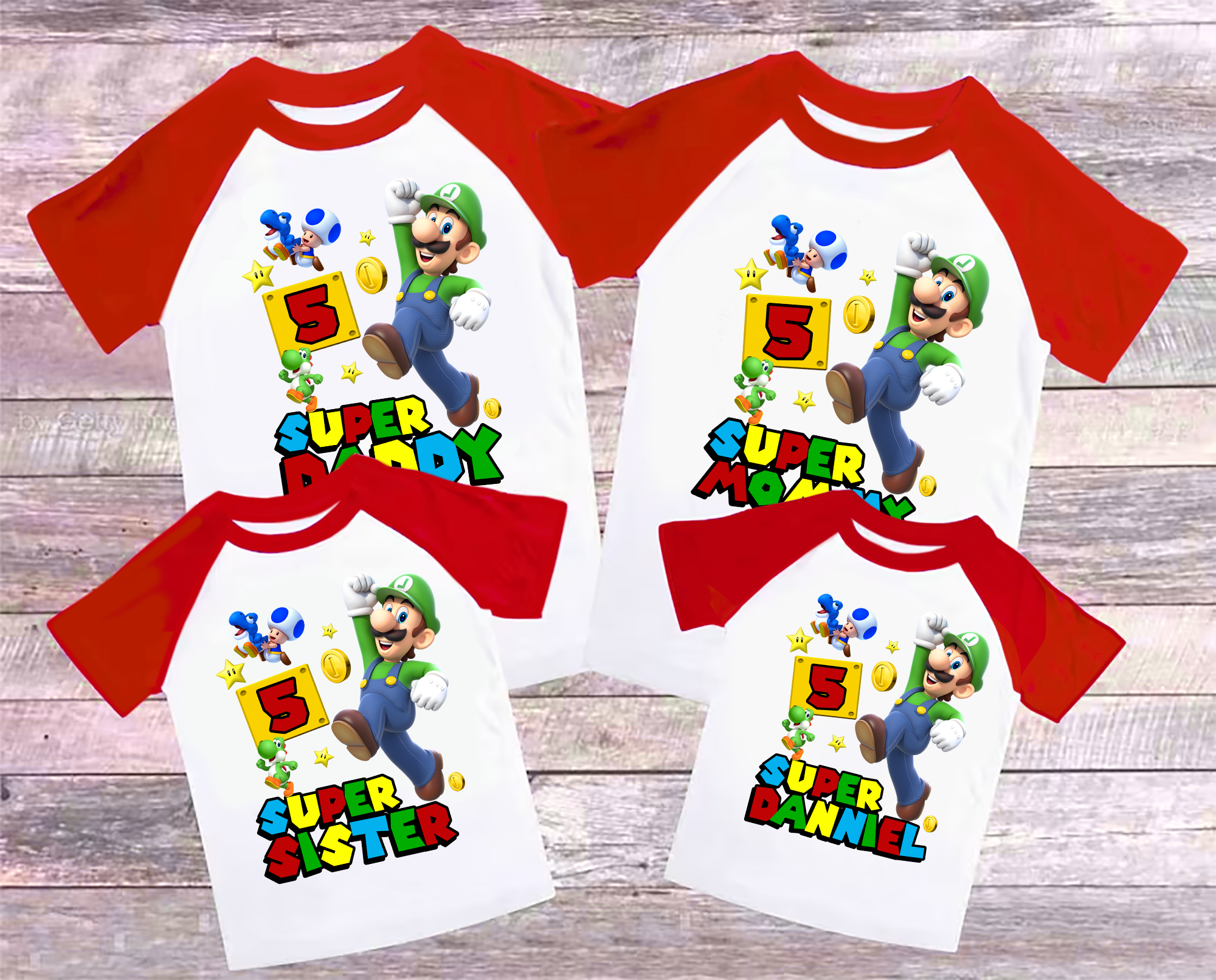 Personalized Luigi Mario Birthday Shirt, Raglan Shirt, family shirt, Party Family matching Tee, Raglan Tshirt