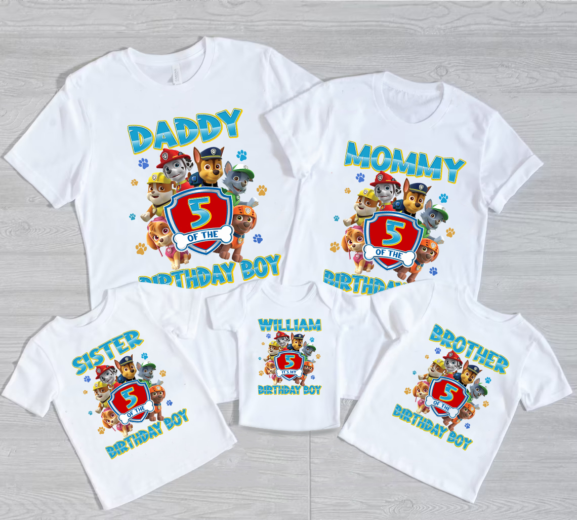 Personalized Paw Puppy Patrol Birthday Matching Shirt, Paws Patrol Family Costume Shirt, Paws Patrol Birthday Party Shirt, Patrol Shirt