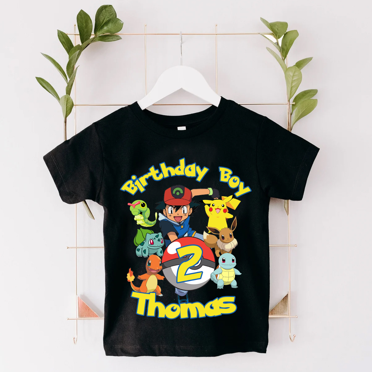 Personalized Pokemon Family Birthday Shirt, Funny Pikachu Game Cartoon Kids Toddler T-shirt, Custom Birthday Gift For Son Daughter