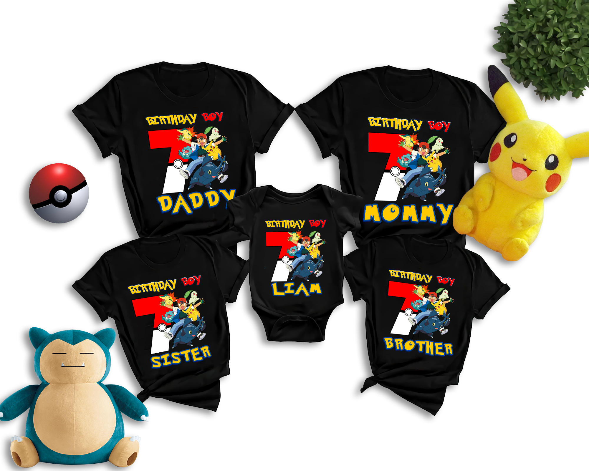 Personalized Pokemon Birthday Shirt, Funny Pikachu Game Cartoon Kids Toddler T-shirt, Custom Birthday Gift For Son Daughter