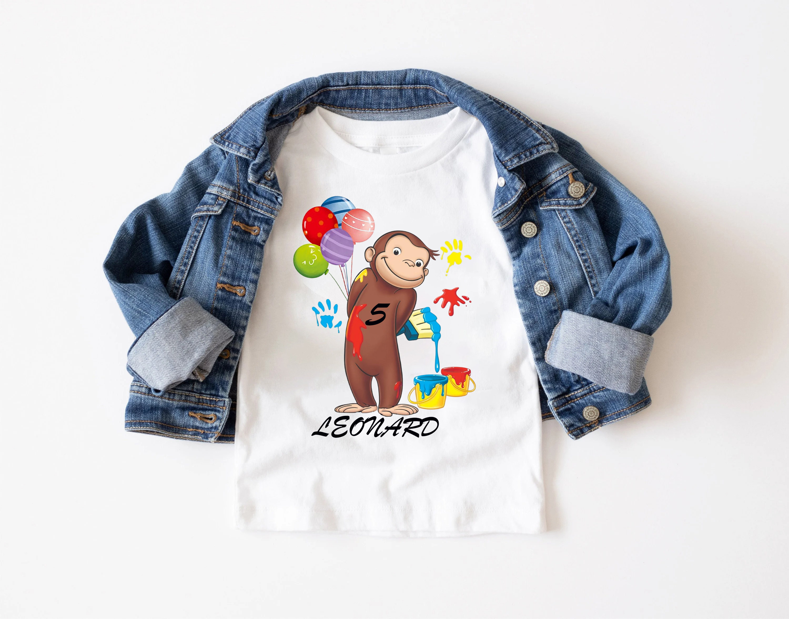 Personalized Curious George Birthday Shirt, Custom Name and Age, Customized Curious George Shirts, Family Matching Shirt, Monkey Curious George shirt