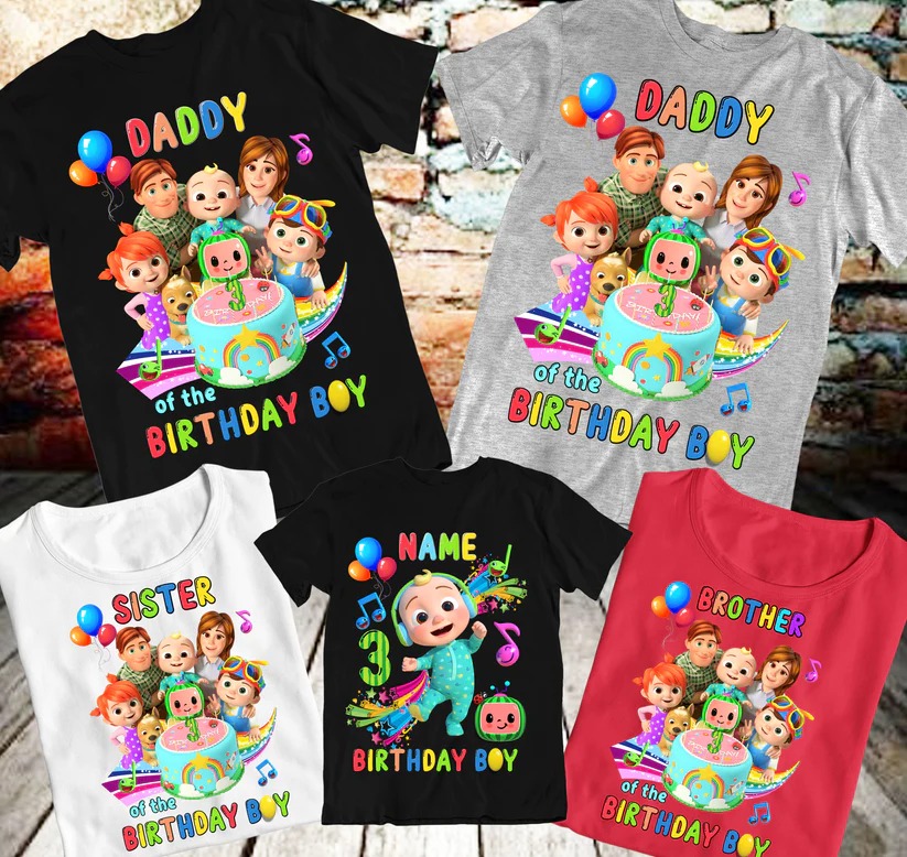 Personalized Coco-melon Birthday Shirts, cocomelon family shirts, Cocomelon Party Family matching shirt, Christmas Gift, family shirt