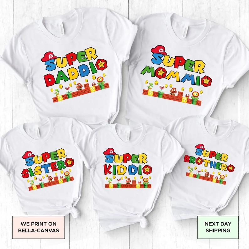 Custom Super Mario Shirt , Super dadio shirt, Father's Day Shirt, Super Mommio Shirt, Super Aunt shirt, Matching family shirts, mothers day gift, super brother mario