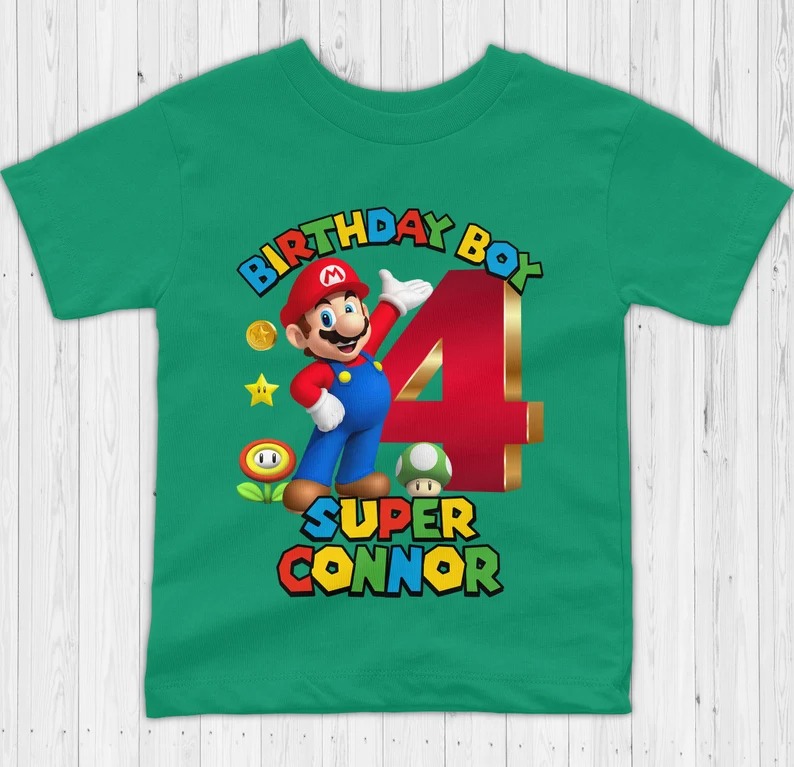 Super Mario Birthday Shirt, Custom Super Mario Shirt Mario, Personalized Shirt Super Mario Party Shirt Mario Kids Birthday Shirt