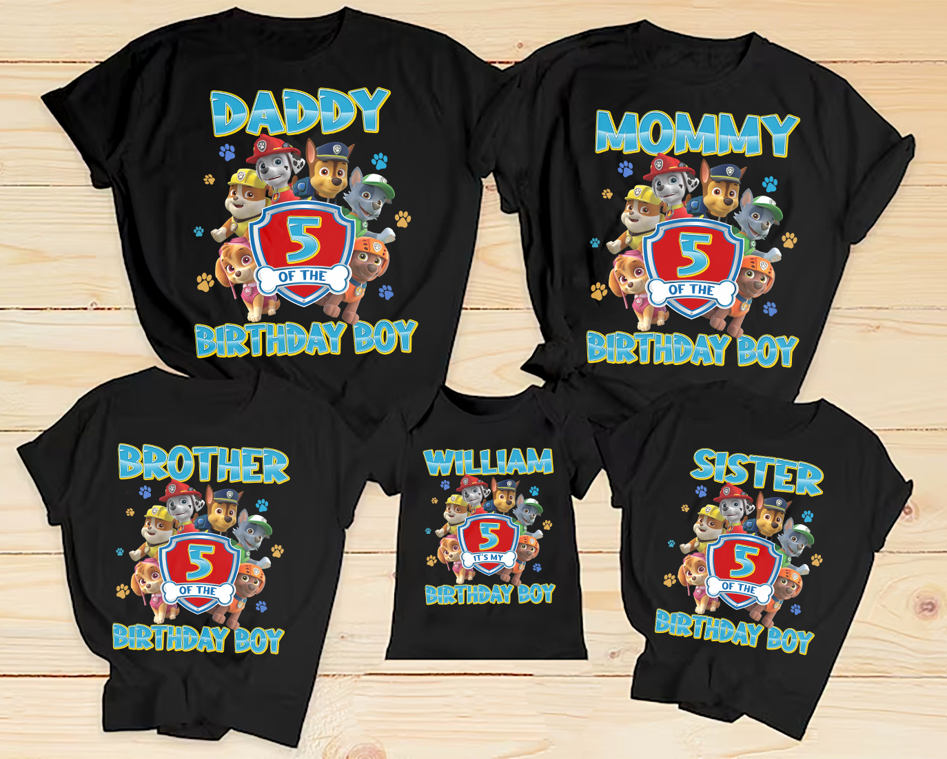 Personalized Paw Patrol Birthday Shirt Set, Paw Boy Matching Family Birthday Shirt, Sky Patrol Personalized Patrol Birthday Gift, Custom Birthday Shirt