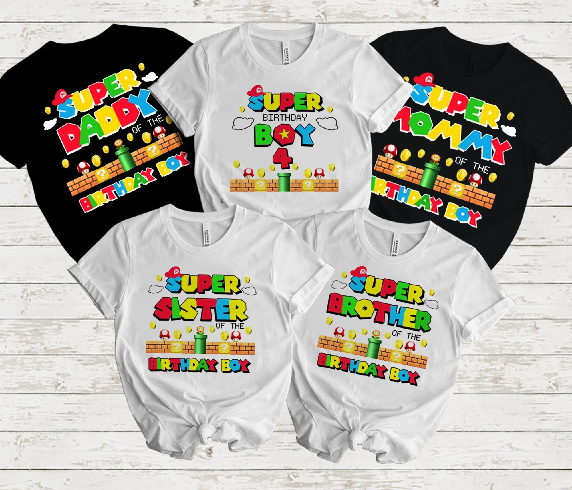 Personalized Super Mario Shirt, Super Mario Birthday TShirt, Mario & Friend Party Matching Tshirt, Super Mario Family Shirt