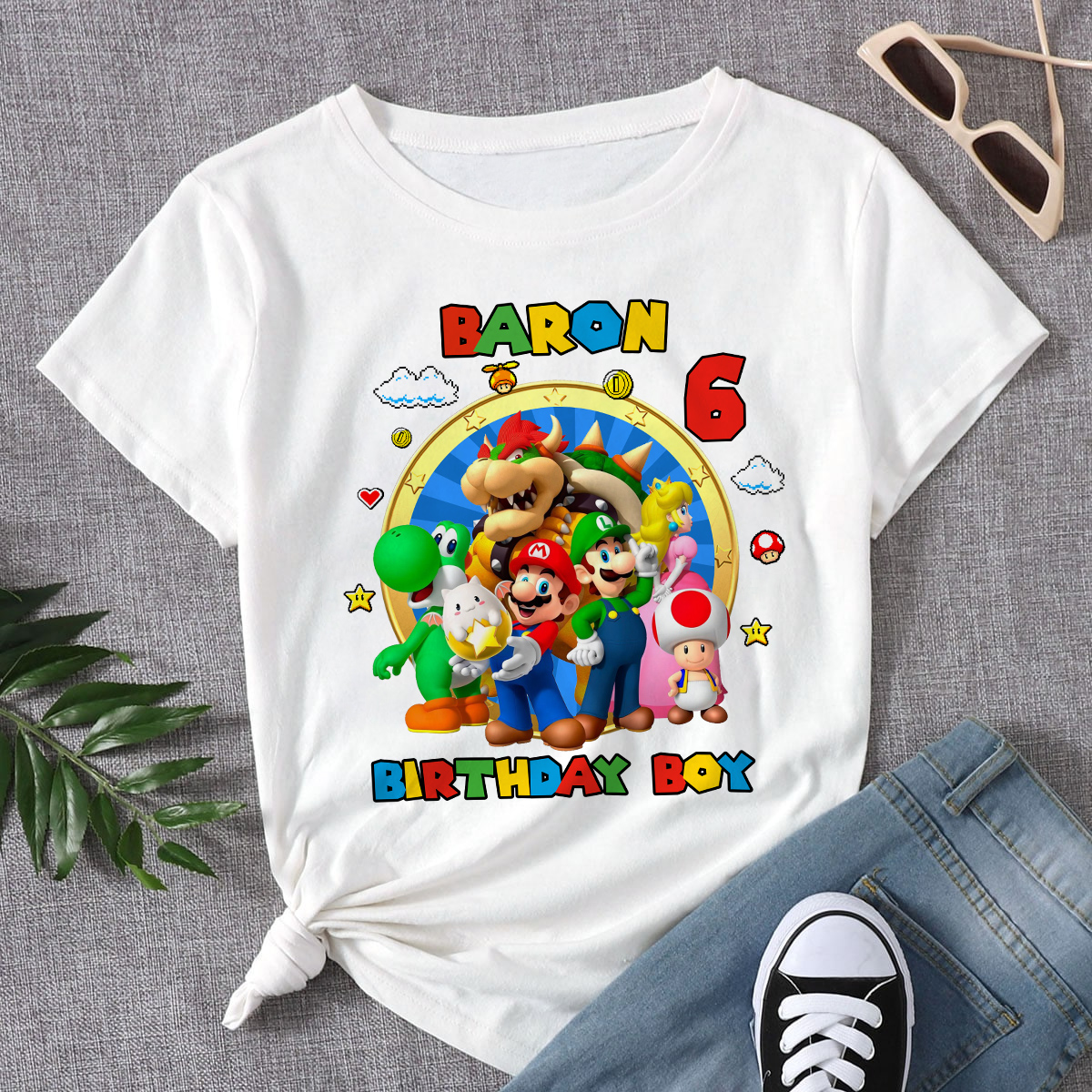 Personalize Super Mario Birthday Shirt, Super Mario Family Party Shirt, Custom Super Mario Birthday Shirt, Custome birthday Family Shirt