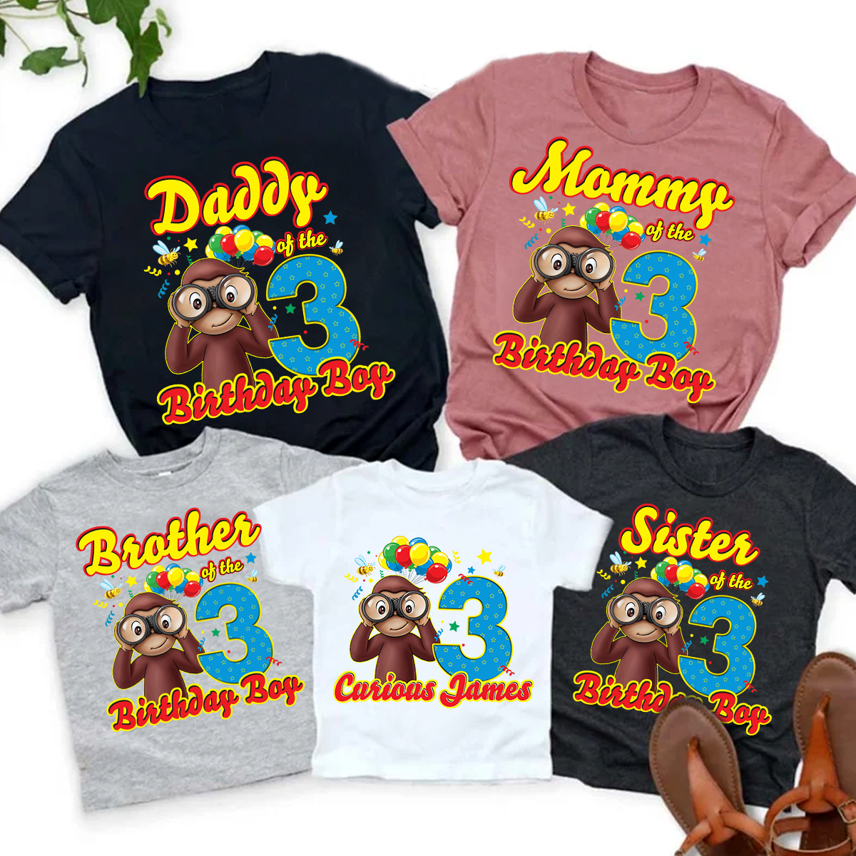 Personalized Curious George Birthday Shirt, Custom Name and Age, Custom Curious George Shirts, Family Tee, Monkey Curious George shirt