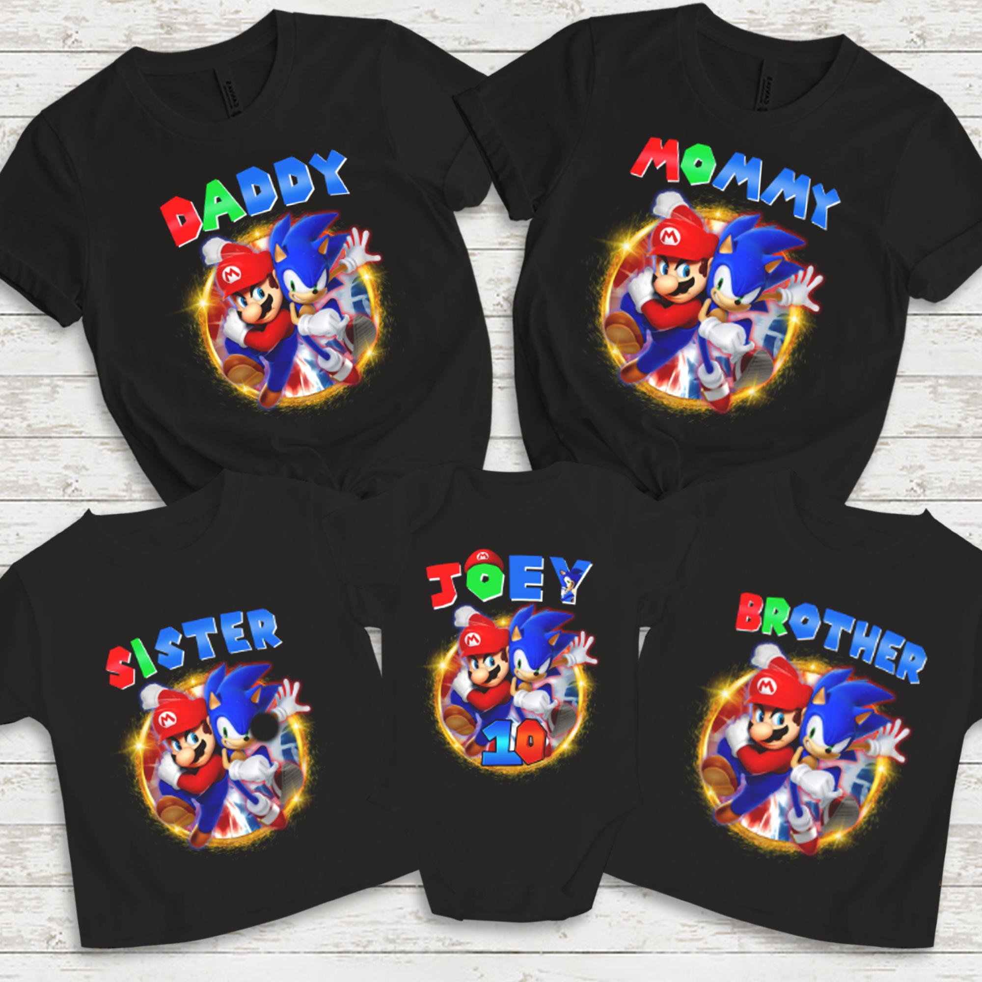 Mario And Sonic Birthday T-Shirt, Kids Toddler Birthday Gift For Son Daughter, Personalized Boy Girl Birthday Shirt