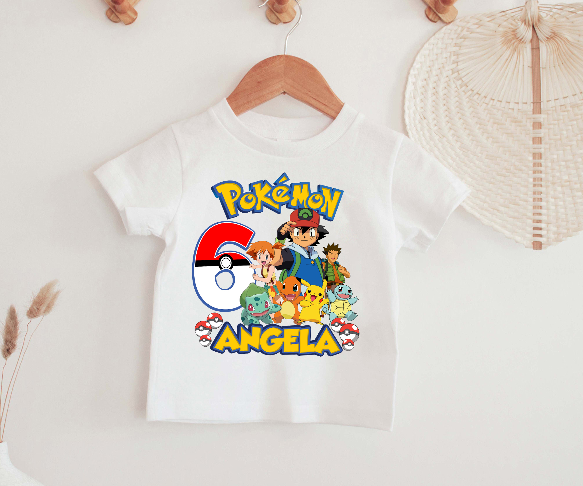 Pokemon Birthday Family Matching Shirt, Funny Pikachu Game Cartoon Kids Toddler Adult T-shirt, Long-sleeve, Custom Personalized Birthday Gift