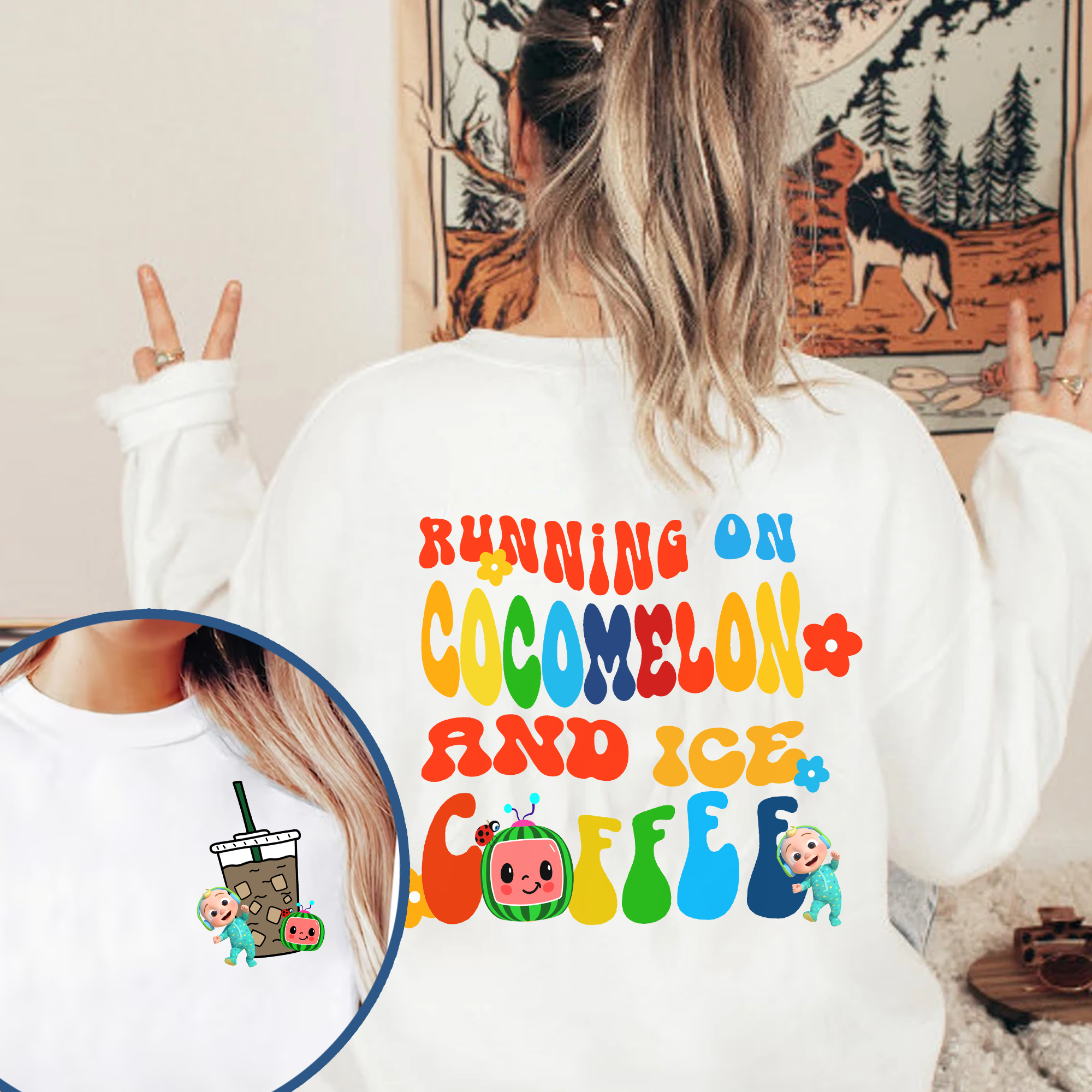 Running On Coco & Coffee Shirt, Running On Ms.Rachel And Iced Coffee Sweatshirt, Cocomelon Theme Party, Cocomelon Gift