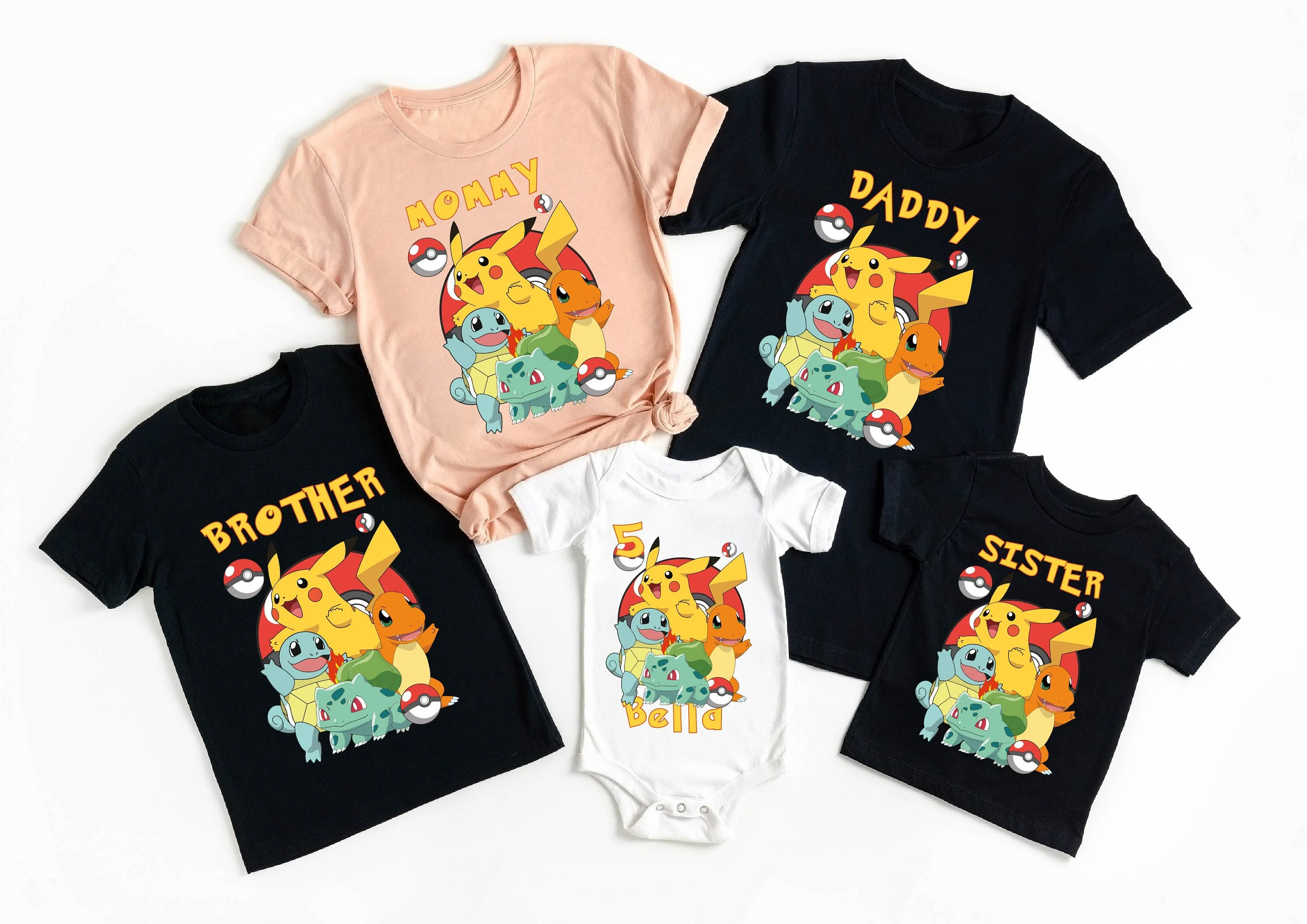 Custom Pokemon Family Birthday Shirts, Pok‚mon Matching Birthday Shirts for Family, Birthday Shirt Kid, Birthday Gifts for Girl, Pikachu Shirt