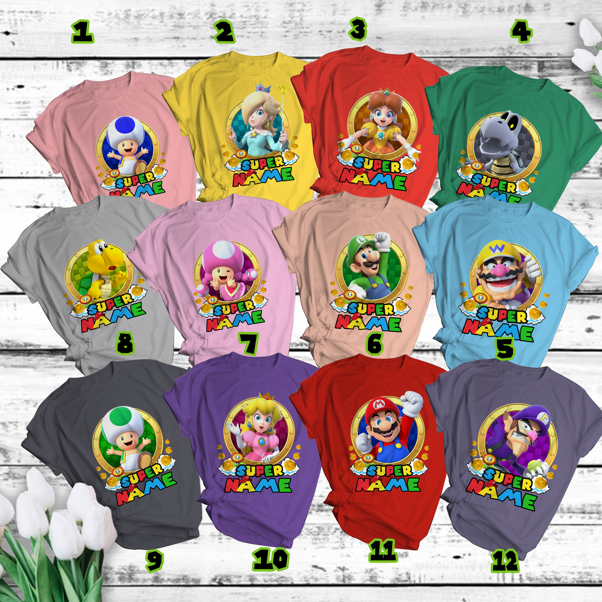 Super Mario Shirt, Super Mario Birthday Shirt, Super Mario Family Shirt, Super Mario Characters Shirt, Mario & Friend Party Matching Tee