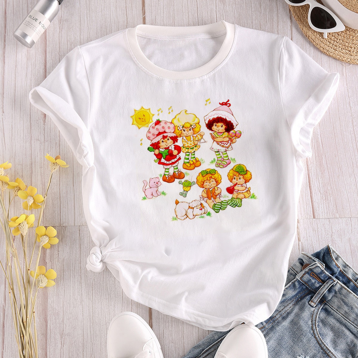 Custom Vintage Strawberry Shortcake Shirt, Cartoon Friends Nostalgia Shirt, 80s Cartoon Friends Shirt, Care Bears And Strawberry TeeLemon Meringue, Apricot