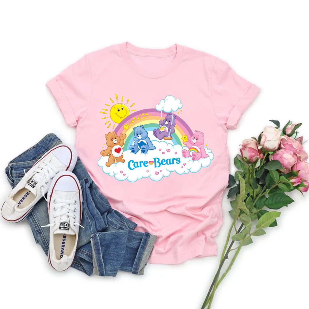 Custom Care Bears Shirt, Bears Party Shirt for Friends Groups, Care Bears Cheer Bear Funshine Bear Tender Heart Bear Tee, Rainbow Bears