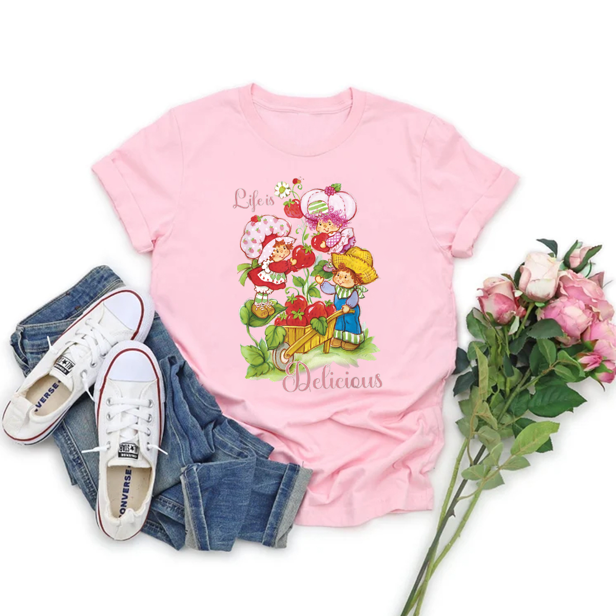 Personalized Strawberry Shortcake Shirt, Cartoon Friends Nostalgia Shirt, 80s Cartoon Friends Shirt, Care Bears And Strawberry TeeLemon Meringue, Apricot