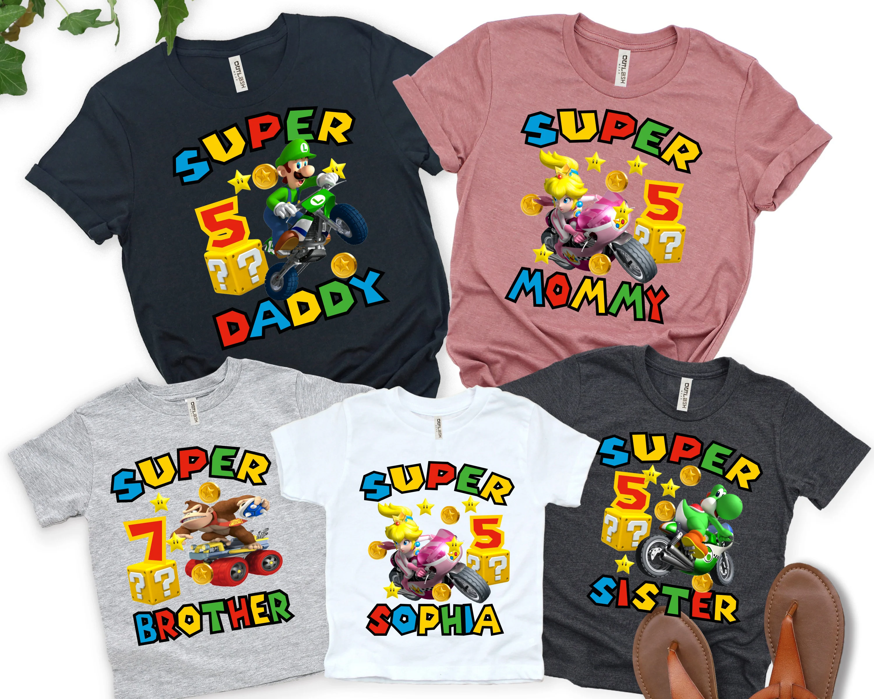 Custom Personalize Super Mario Birthday Shirt, Super Mario Family Party shirts, Mario Birthday T-Shirt, Super Mario Matching Family Shirt