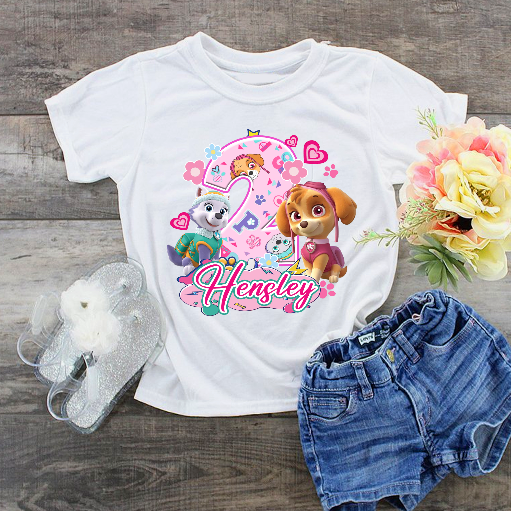 Paw Patrol Skye And Everest Birthday Shirt, Pink Puppies Customizable Birthday Girl, Paw Patrol Birthday Girl Shirt, Gifts For Kids