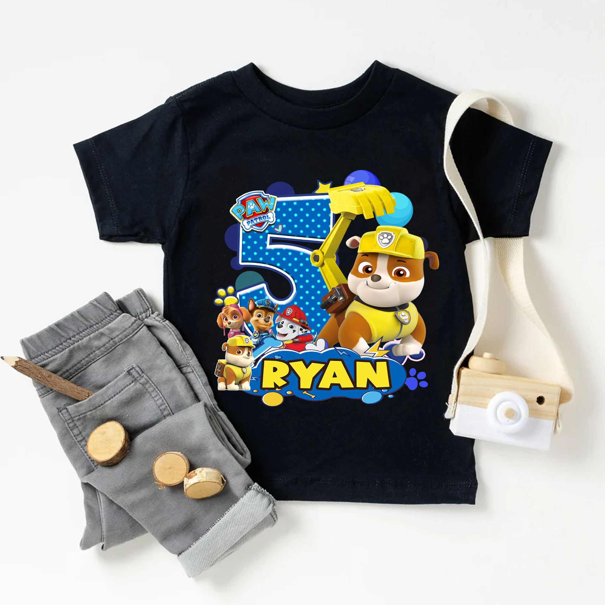 Rubble Paw Patrol Birthday Shirt, Personalized Paw Patrol Birthday Shirt, Birthday Boy Shirt, Custom Name And Age