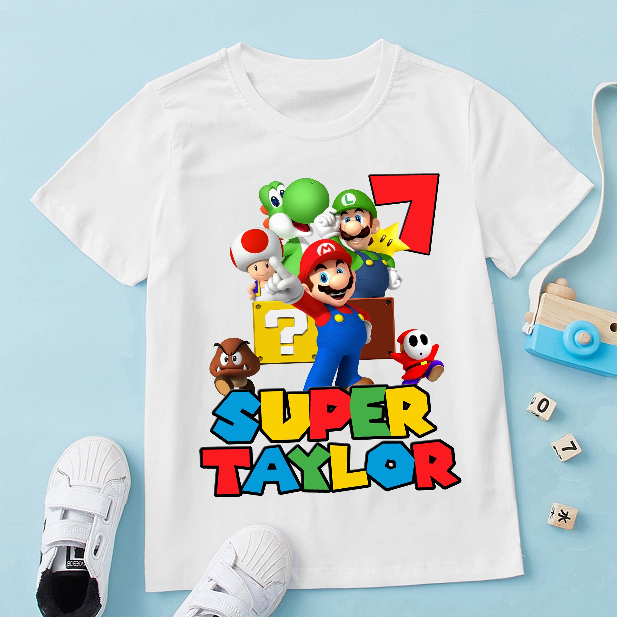 Personalized Super Mario Birthday Shirt Set Custom Super Mario Shirt Mario Personalized Shirt Super Mario Party Shirt Mario Kids Birthday Shirt