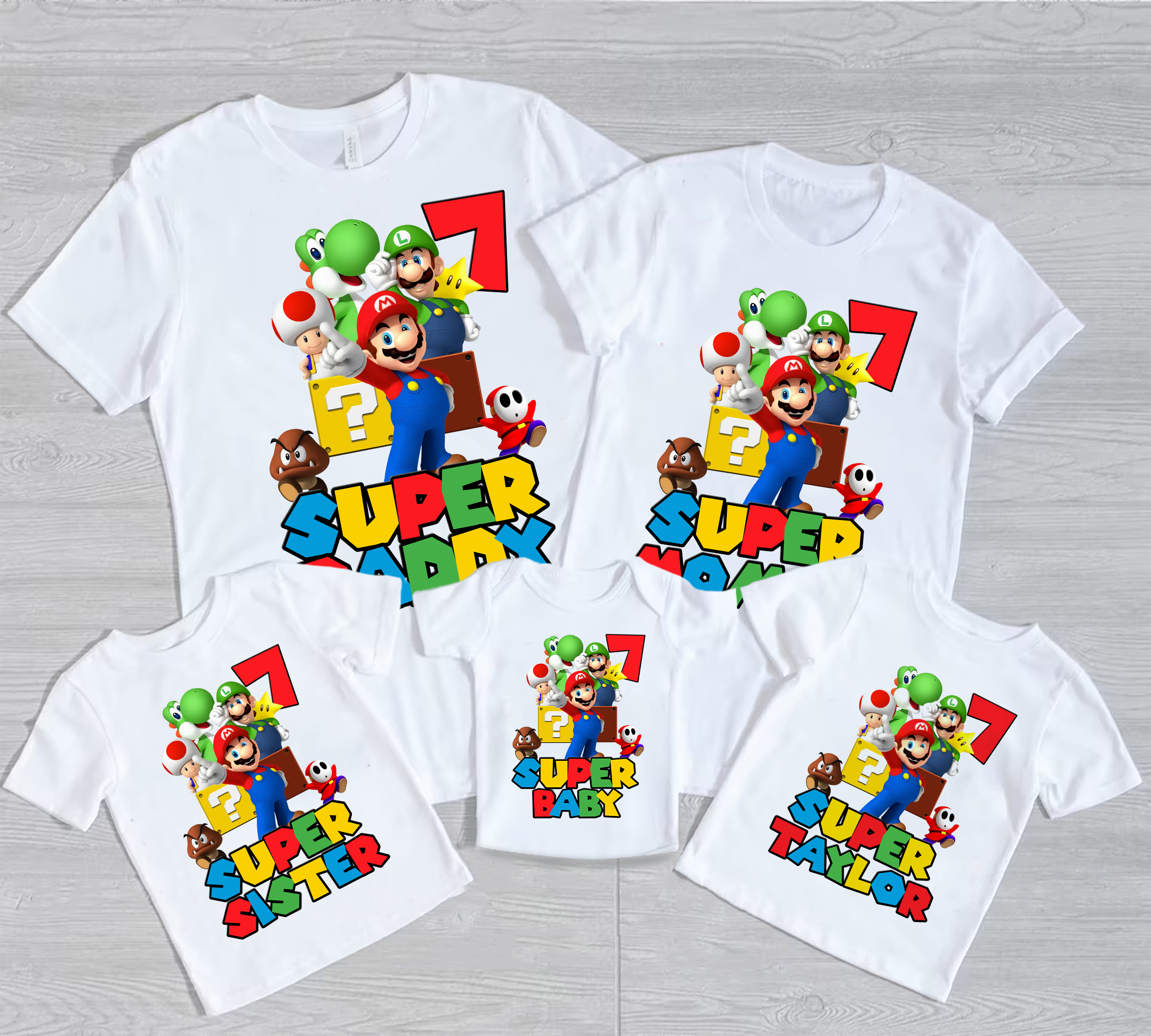Personalized Super Mario Birthday Shirt Custom Super Set Mario Shirt Mario Personalized Shirt Super Mario Party Shirt Mario Kids Birthday Shirt