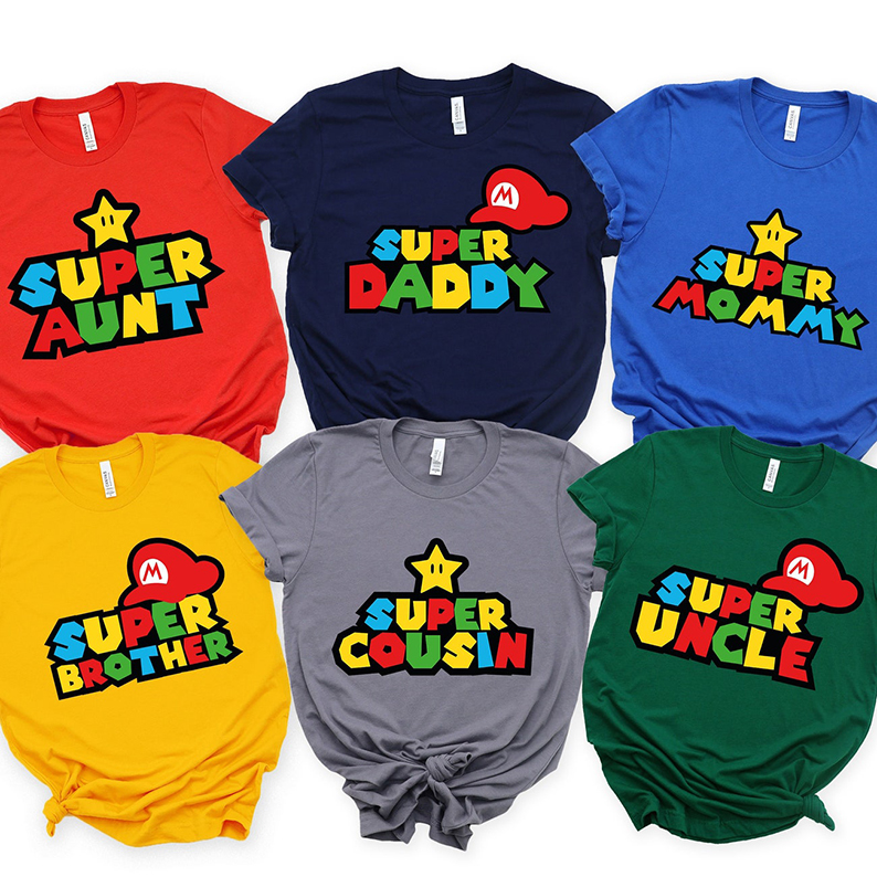 Personalized Super Mario Birthday Shirt, Super Mario Family T-Shirts, Custom Birthday Shirt, Super Mario Family Custom Shirts, Super Mario Shirt