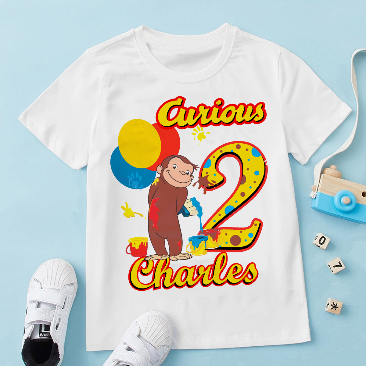 Customize Curious George Birthday Shirt, Custom Name and Age, Customized Curious George Shirts, Family Tee, Monkey Curious George Shirt