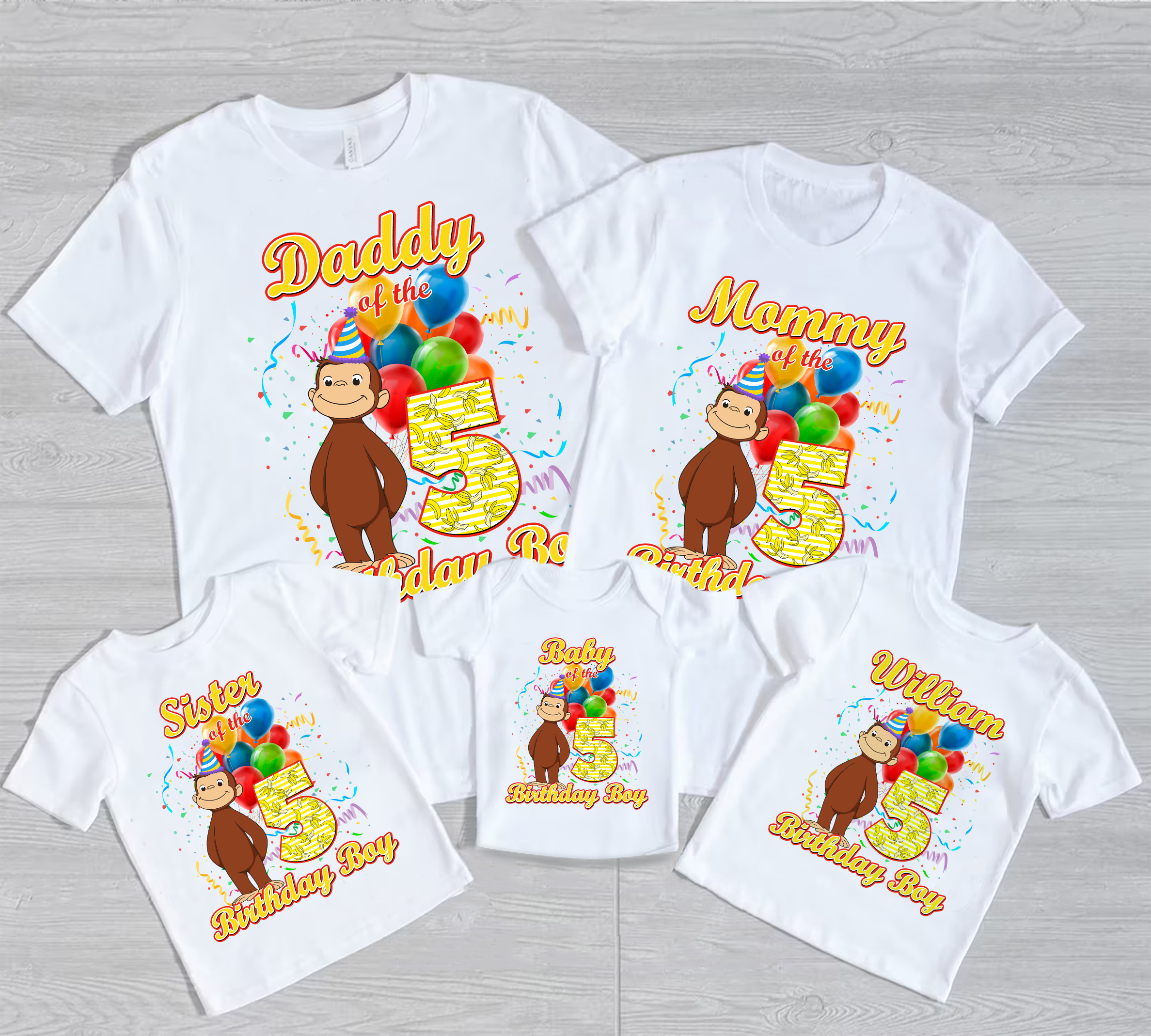 Custom Curious George Birthday Shirt, Personalized Name and Age, Customized Curious George Shirts, Family Tee, Monkey Curious George Shirt