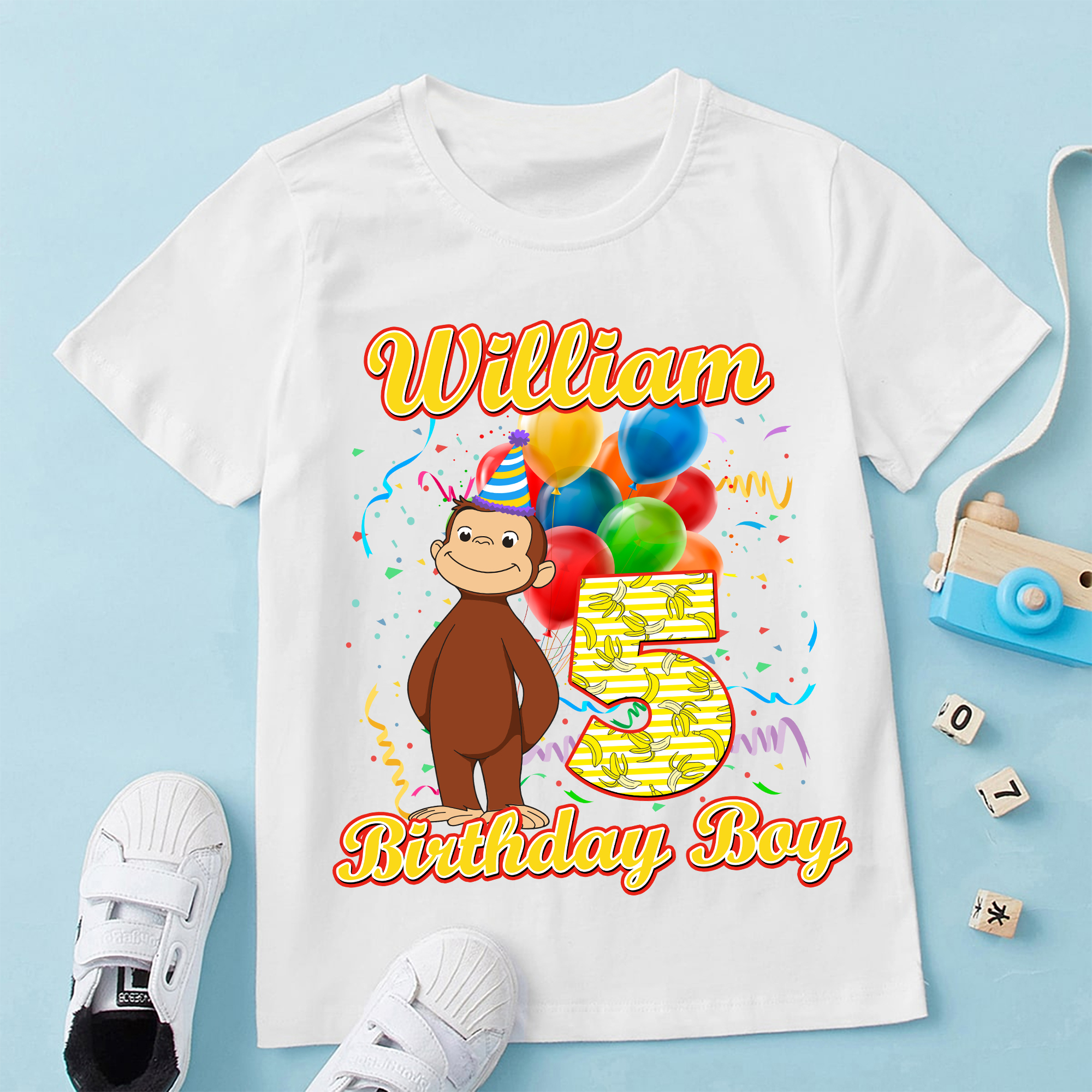Personalized Curious George Birthday Shirt, Custom Name and Age, Curious George Shirts, Family Tee, Monkey Curious George Shirt