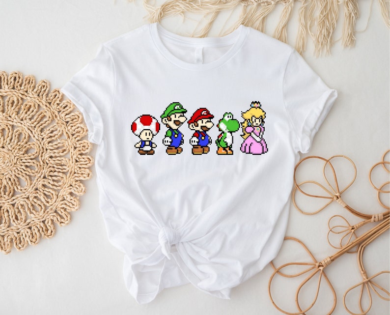 Pixel Super Mario T-Shirt, Super Mario Shirt, Vintage Gaming Shirt, Gaming Style Tee, Vintage Gamer Tee, Cute Mario Tee, Kids Birthday Gift