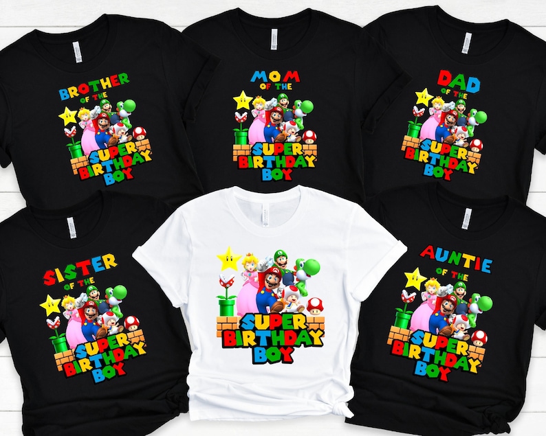 Super Mario Birthday Family shirts, Mario Birthday T-shirts, Birthday Crew Shirt, Birthday Party Tshirt