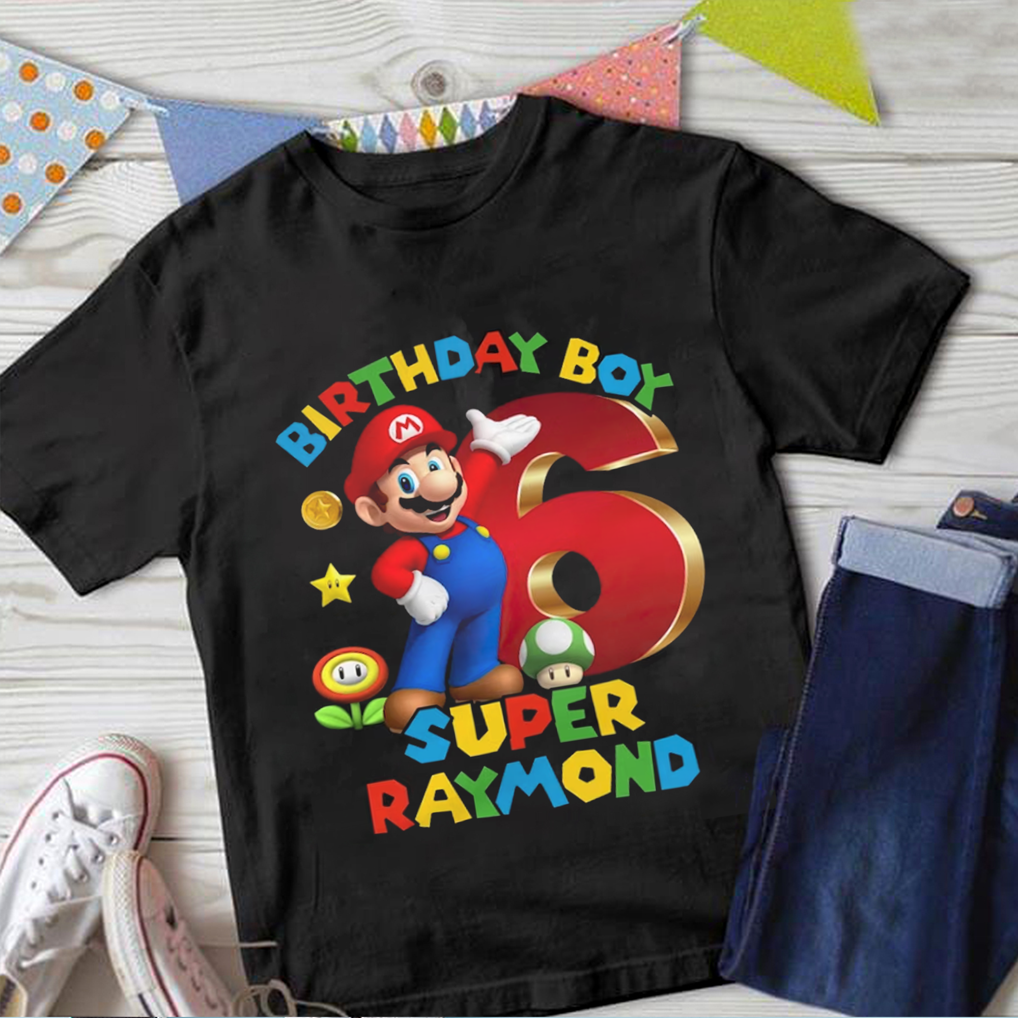 Personalized Super Mario Birthday Shirt Custom Super Mario Shirt Set Mario Personalized Shirt Super Mario Party Shirt Mario Kids Birthday Shirt