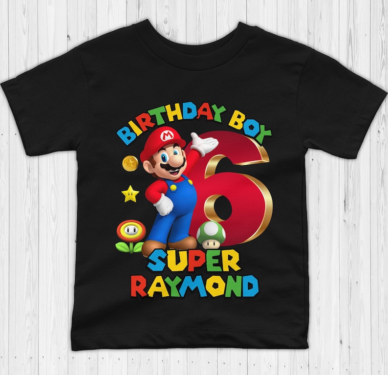 Super Mario Birthday Shirt Custom Super Mario Shirt Mario Personalized Shirt Super Mario Party Shirt Mario Kids Birthday Shirt