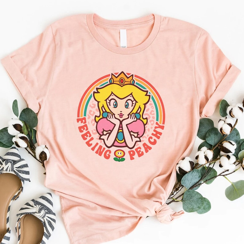 Personalized Retro Princess Peach Mario Shirt, Feeling Peachy Tshirt, Super Mario Birthday Shirts, Birthday Gift for Her