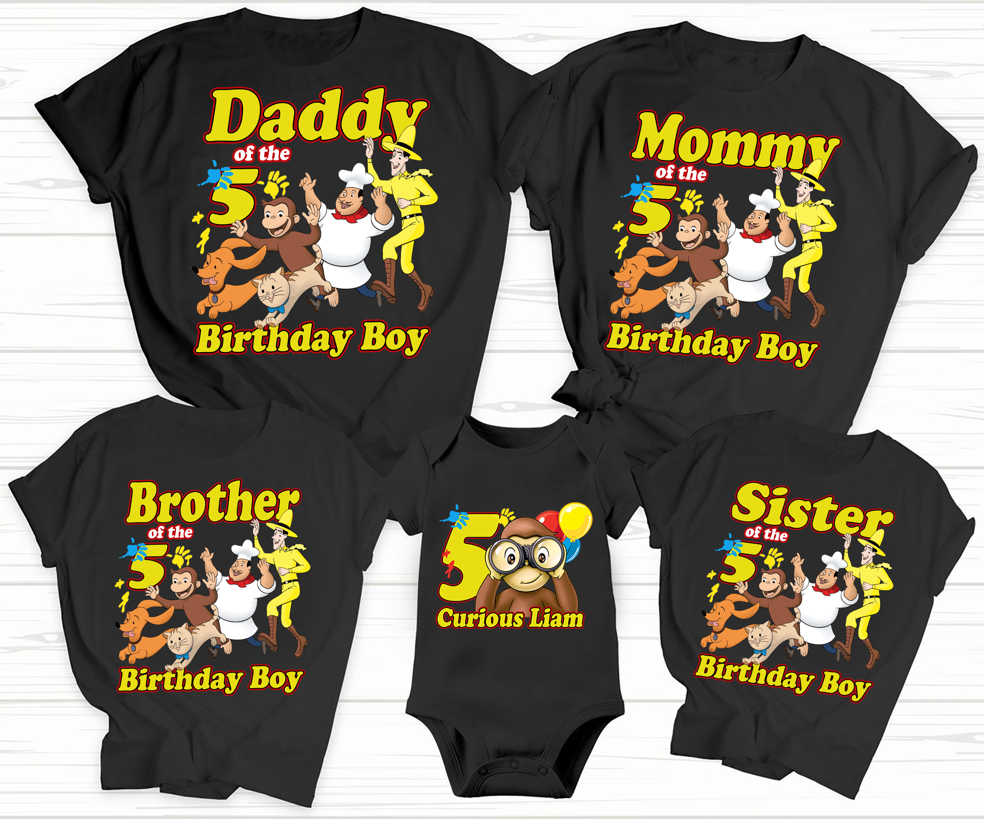 Customized Curious George Birthday Shirt, Custom Name and Age, Customized Curious George Shirts, Family Tee, Monkey Curious George Tee