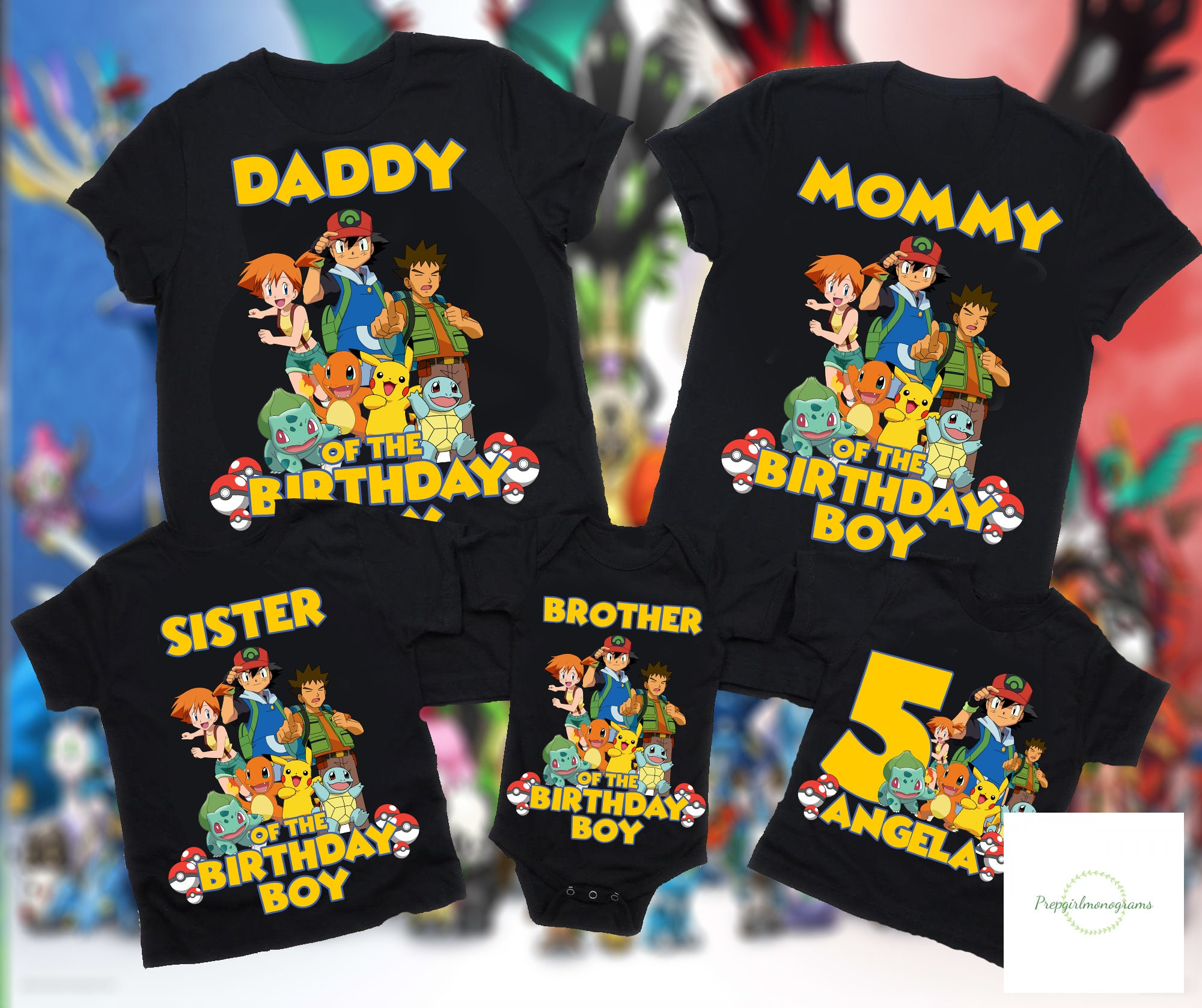 Custom Pokemon Birthday Shirts, Pok‚mon Matching Birthday Shirts for Family, Birthday Shirt Kid, Birthday Gifts for Girl, Pikachu Shirt