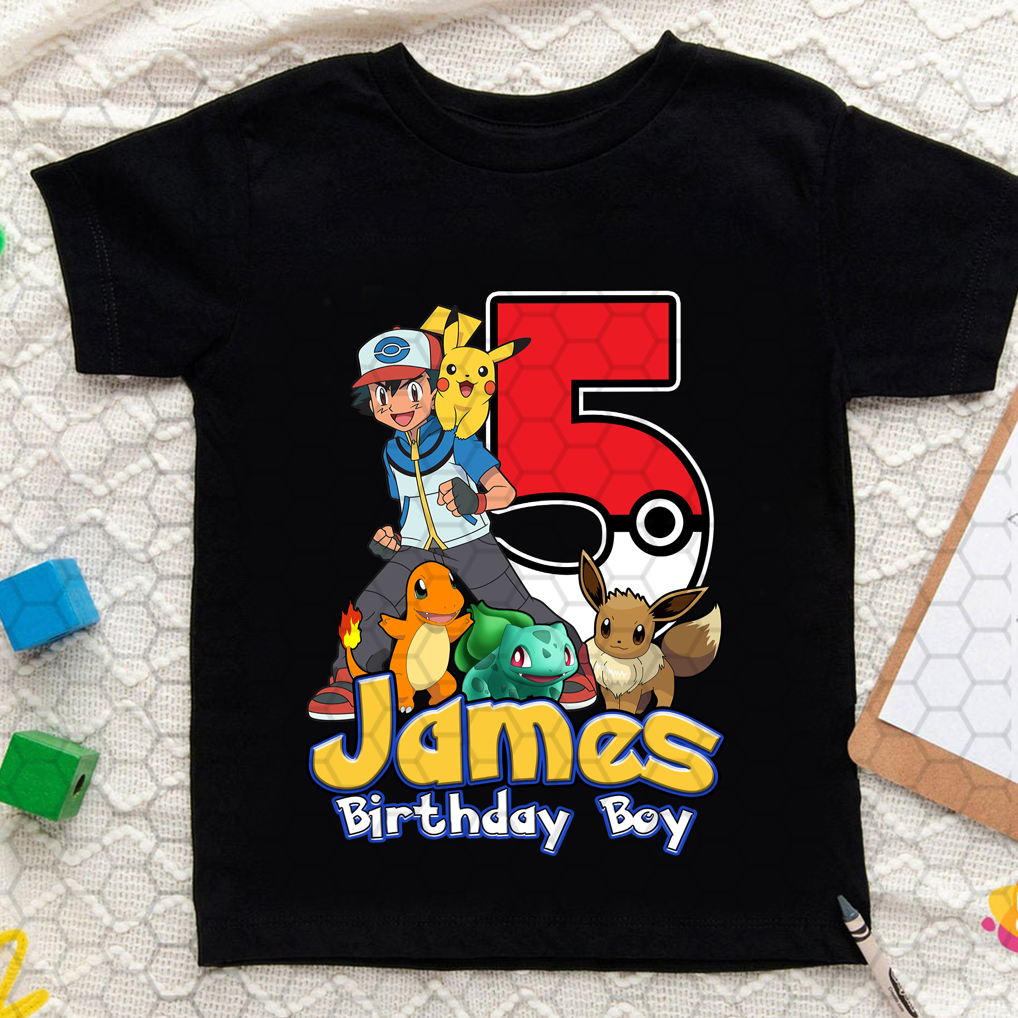 Personalized Pokemon Birthday Boy Shirt,Custom Birthday Gift,Funny Pikachu Kids Shirt,Pokemon Game Shirt,Cartoon Toddler Shirt,Birthday Boy Party Shirt