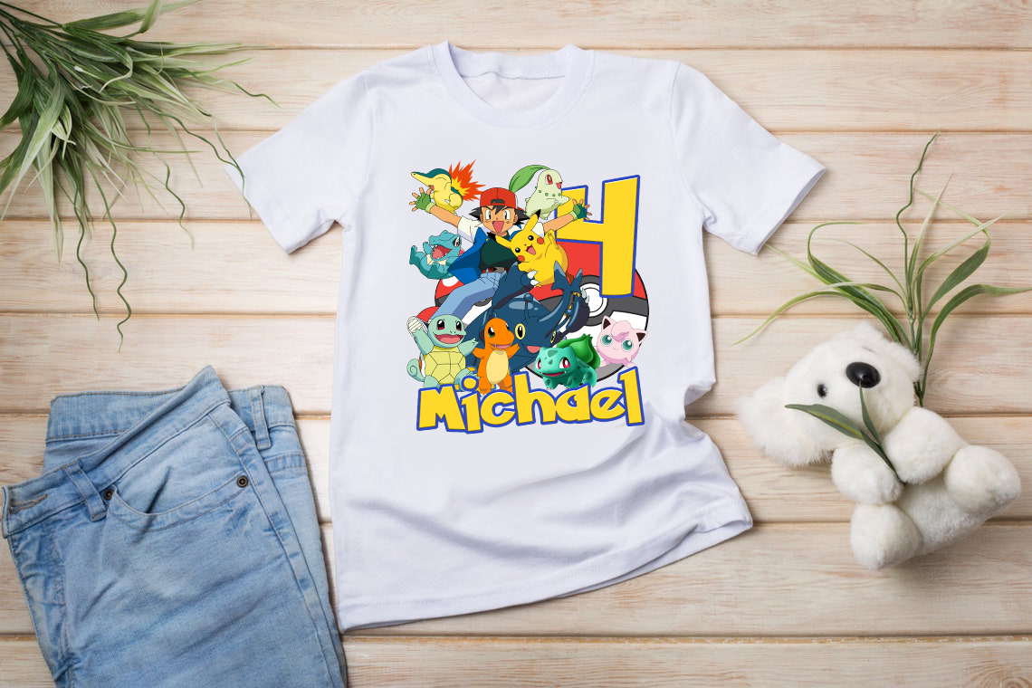 Custom Pokemon Birthday Shirt,Custom Birthday Gift,Funny Pikachu Kids Shirt,Pokemon Game Shirt,Cartoon Toddler Shirt,Birthday Boy Party Shirt