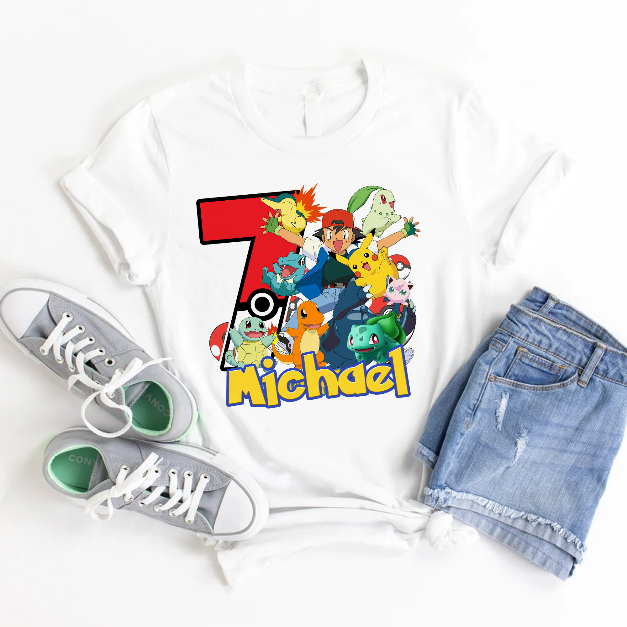 Personalized Pokemon Birthday Shirt,Custom Birthday Gift,Funny Pikachu Kids Shirt,Pokemon Game Shirt,Cartoon Toddler Shirt,Birthday Boy Party Shirt